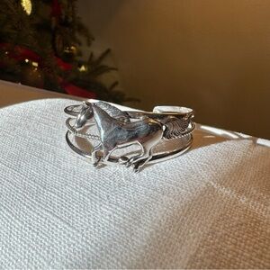Vintage Glenn Sandoval Sterling Silver Horse Cuff Bracelet